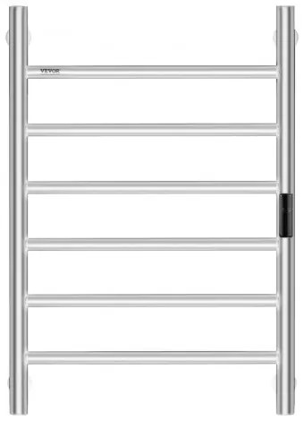 VEVOR 6-Bar Towel Warmer Rack Wall Mounted Heated Towel Rack for Bathroom Silver