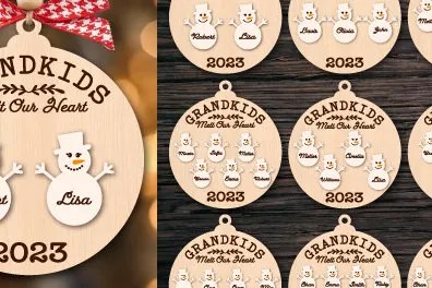 Σετ των 2 Intra απο ξύλο plywood  Χρώμα wenge 3mm-4mm πάχος - Πακέτο στολιδιών από το Grandkids Melt Our Heart Δίασταση 6x6 cm INTRAFABR-120349089