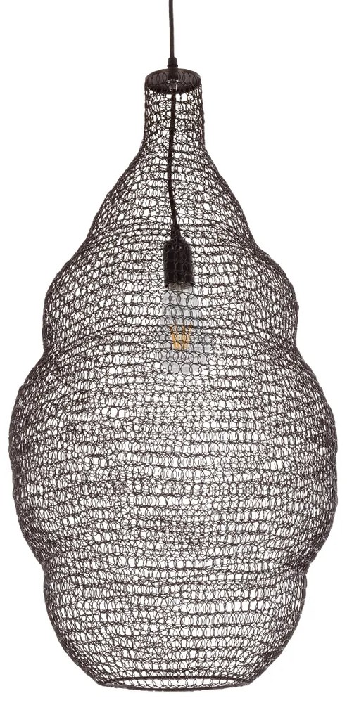 GloboStar® KENTUCKY 01896 Vintage Κρεμαστό Φωτιστικό Οροφής Μονόφωτο 1 x E27 AC220-240V IP20 - Φ40 x Υ70cm - Σκούρο Καφέ Μεταλλικό Πλέγμα - 5 Χρόνια Εγγύηση