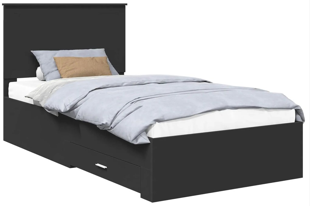 vidaXL Σκελετός Κρεβατιού με κεφαλάρι Μαύρο και Ασημί 100 x 200 cm