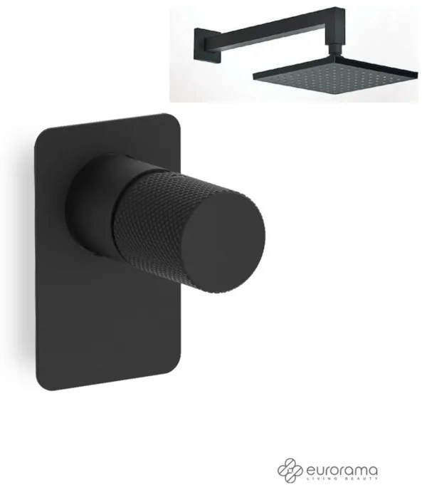 Eurorama Black Matt Ανακλινόμενη Κεφαλή 30x30εκ +Μίκτης εντοιχισμού 1 εξόδου