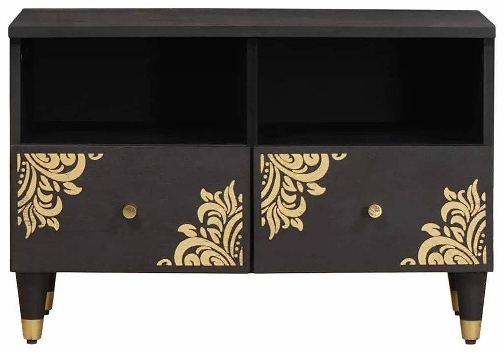 vidaXL Ντουλάπι TV με συρτάρι Μαύρο 70 x 33 x 46 εκ Στερεό ξύλο μάνγκο