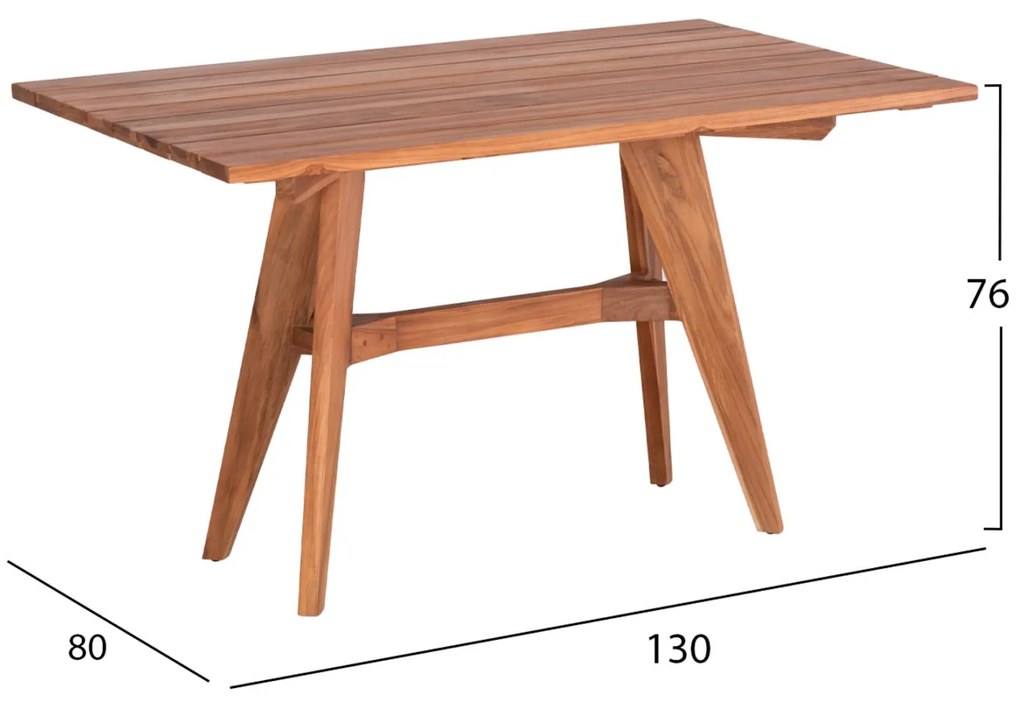 ΤΡΑΠΕΖΙ ΟΡΘΟΓΩΝΙΟ LEO ΜΑΣΙΦ ΞΥΛΟ ΤΕΑΚ 130x80x76Υεκ.