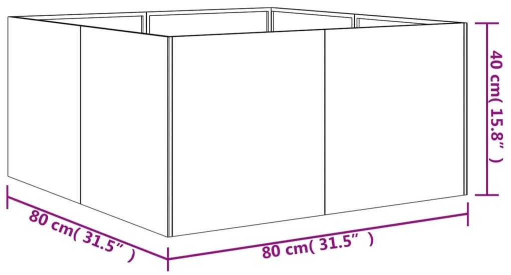 Ζαρντινιέρα 80x80x40 εκ. από Ατσάλι Σκληρυθέν στον Αέρα - Καφέ