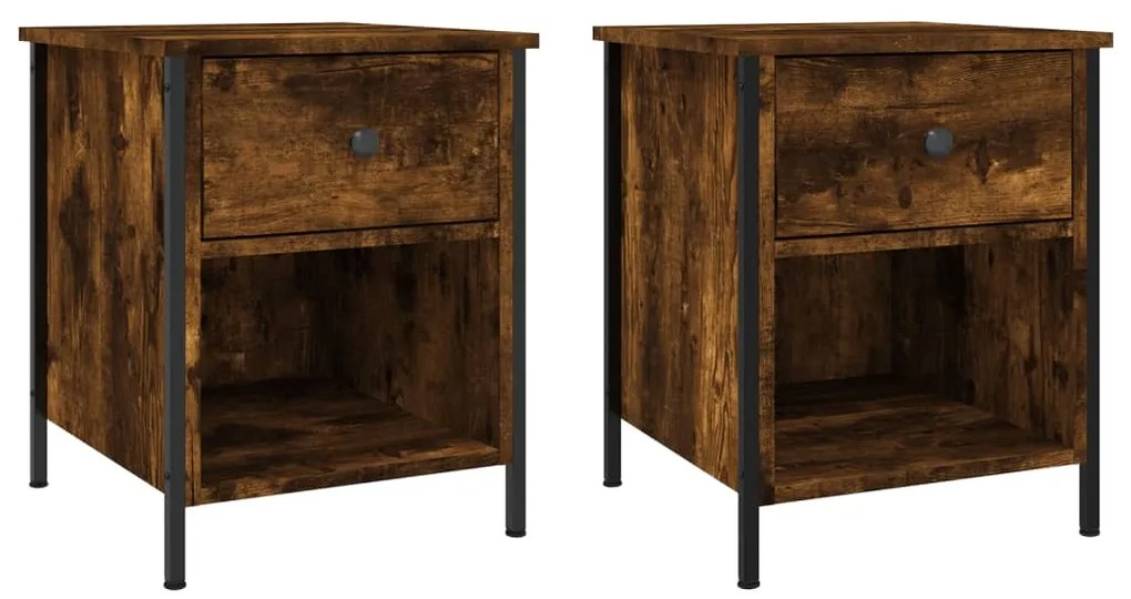 vidaXL Κομοδίνα 2 τεμ. Καπνιστή Δρυς 40x42x50 εκ. Επεξεργασμένο Ξύλο