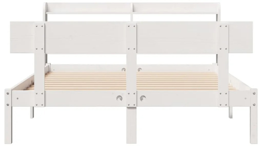 vidaXL Σκελετός Κρεβ. Χωρίς Στρώμα Λευκό 135x190 εκ Μασίφ Πεύκο