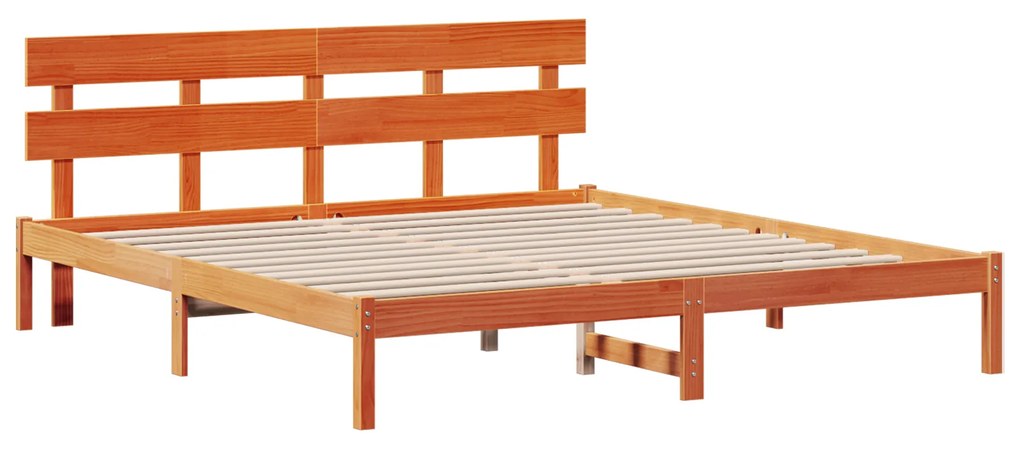 vidaXL Κρεβάτι με Κεφαλάρι Καφέ 180x200 εκ Μασίφ Ξύλο Πεύκου