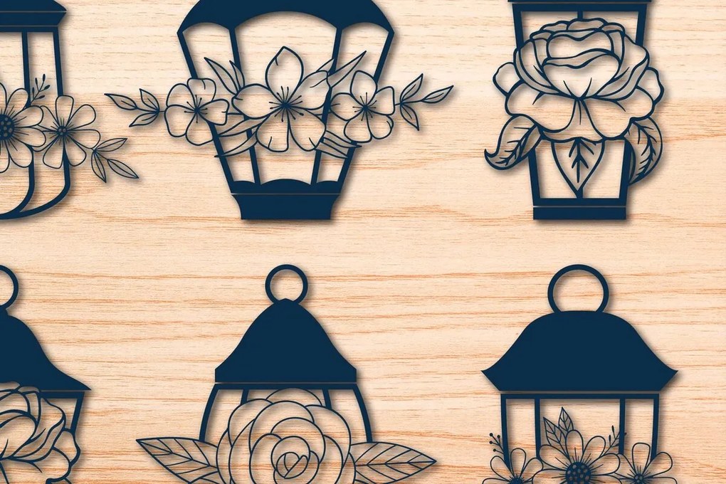 Σετ των 2 Intra απο ξύλο plywood 3mm-4mm πάχος - Πρότυπο δέσμης  Decor φαναριού Cricut Δίασταση 25x25 cm INTRAFABR-67241471