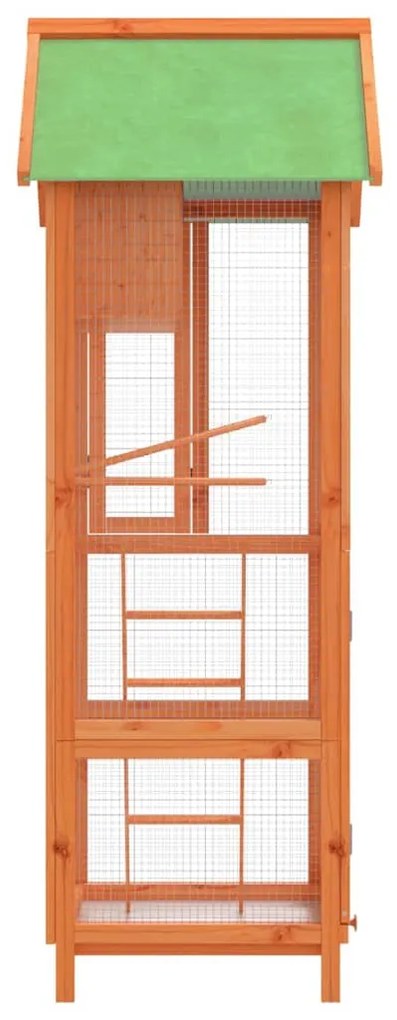 vidaXL Σπιτάκι Πουλιών Καφέ 60 x 58,5 x 160 εκ. από Μασίφ Ξύλο Πεύκου