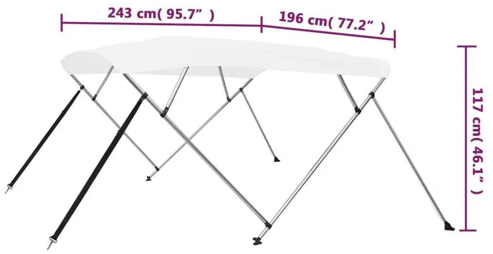 Τέντα Σκάφους με 4 Αψίδες Λευκή 243 x 196 x 137 εκ.