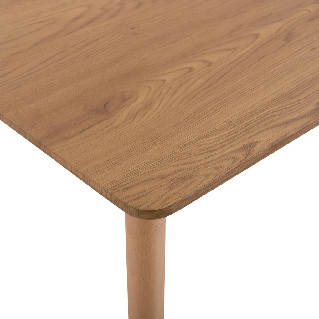 Σετ τραπεζαρίας LUCIEN C21183 5τμχ σε Φυσικό MDF TOP & Ξύλο Οξιάς 120x80x73 εκ.