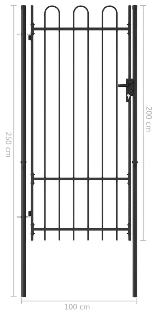 Καγκελόπορτα Μονή με Αψιδωτή Κορυφή Μαύρη 1 x 2 μ. Ατσάλινη - Μαύρο