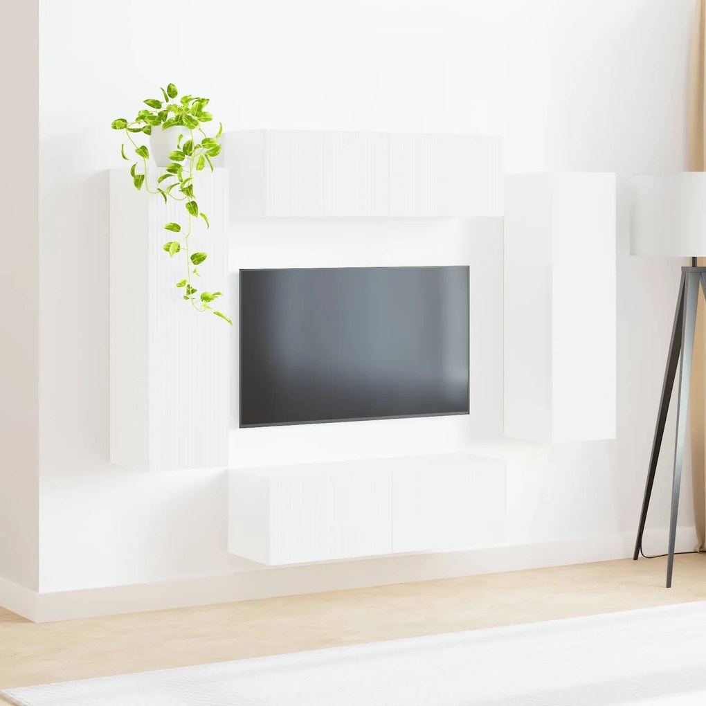 vidaXL Επιτοίχιο 4 pcs Υψηλής γυαλάδας λευκό