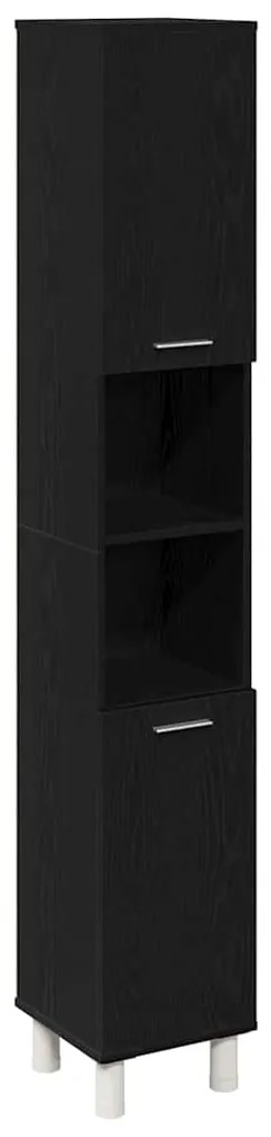 vidaXL Σετ Επίπλων Μπάνιου με ράφι 3 pcs Μαύρο 30 x 30 x 179.5 εκ