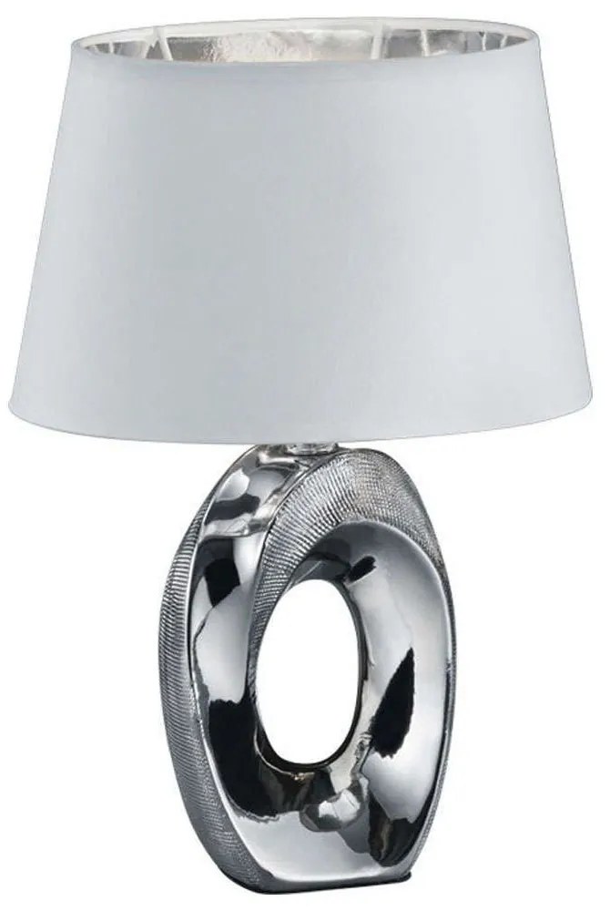 Φωτιστικό Επιτραπέζιο Taba R50511089 1xE14 40W 16x23x33cm Silver-White RL Lighting Ceramic,Fabric