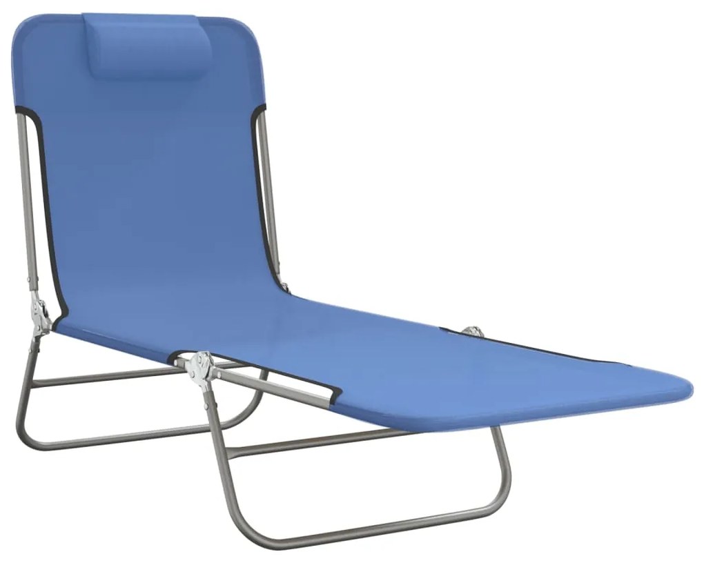 vidaXL Ξαπλώστρες Πτυσσόμενες 2 τεμ. Μπλε από Textilene &amp; Ατσάλι