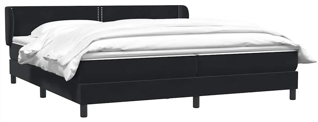 Κρεβάτι Box Spring με στρώματα Μαύρο 180x220 cm Βελούδινο - Μαύρο