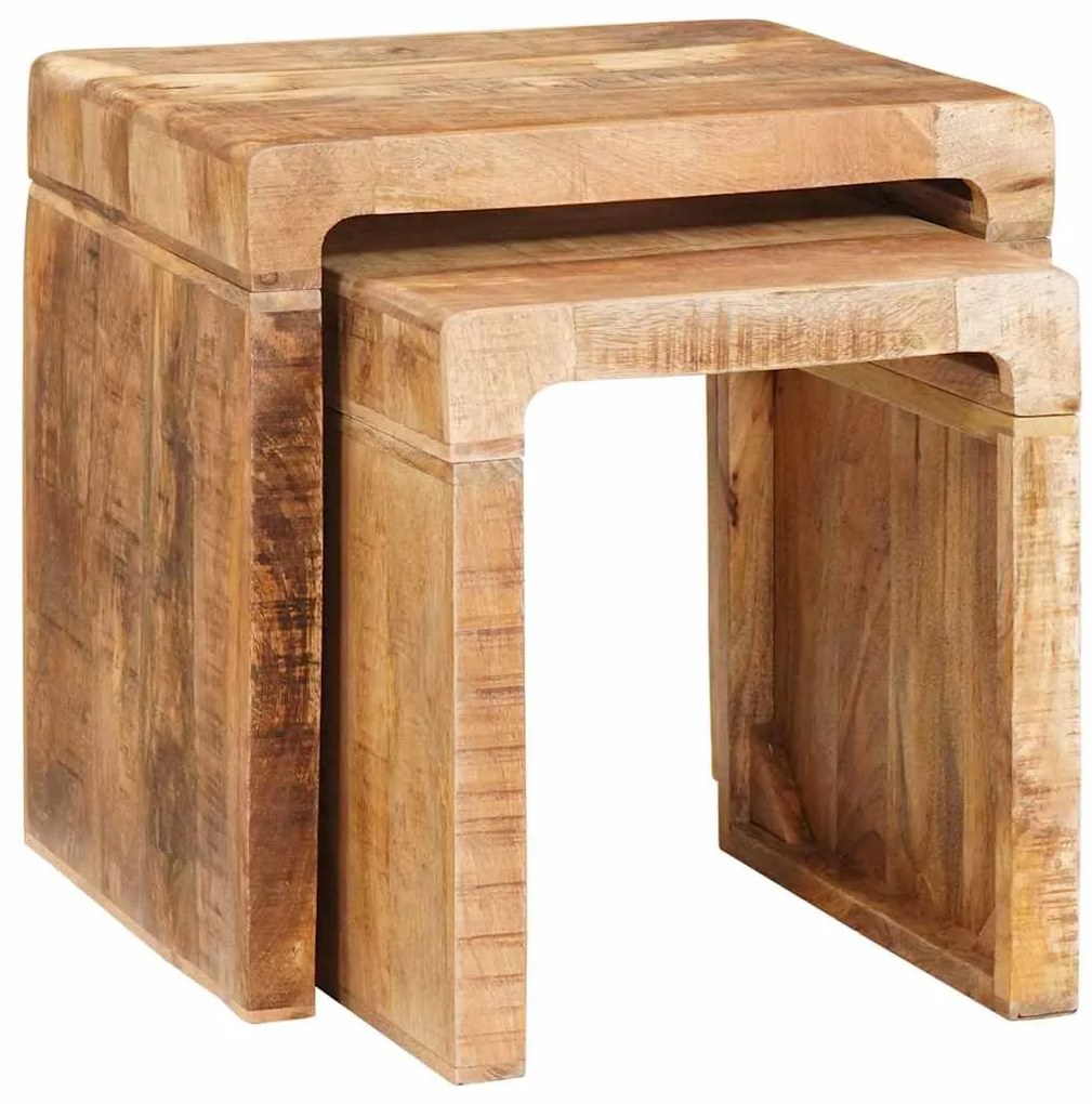 vidaXL Ένθετα τραπέζια 2 pcs Καφέ 46 x 40 x 46 εκ. Στερεό ξύλο μάνγκο