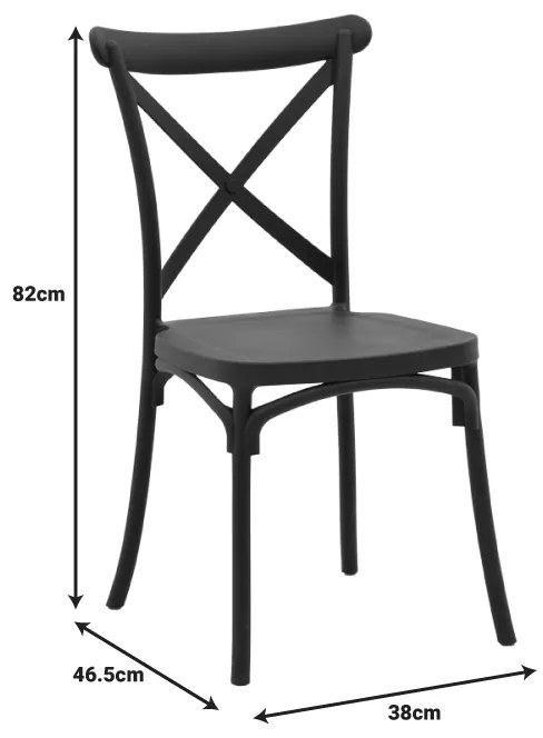 Καρέκλα Crossie pakoworld pp σε ανθρακί απόχρωση 38x46.5x82εκ