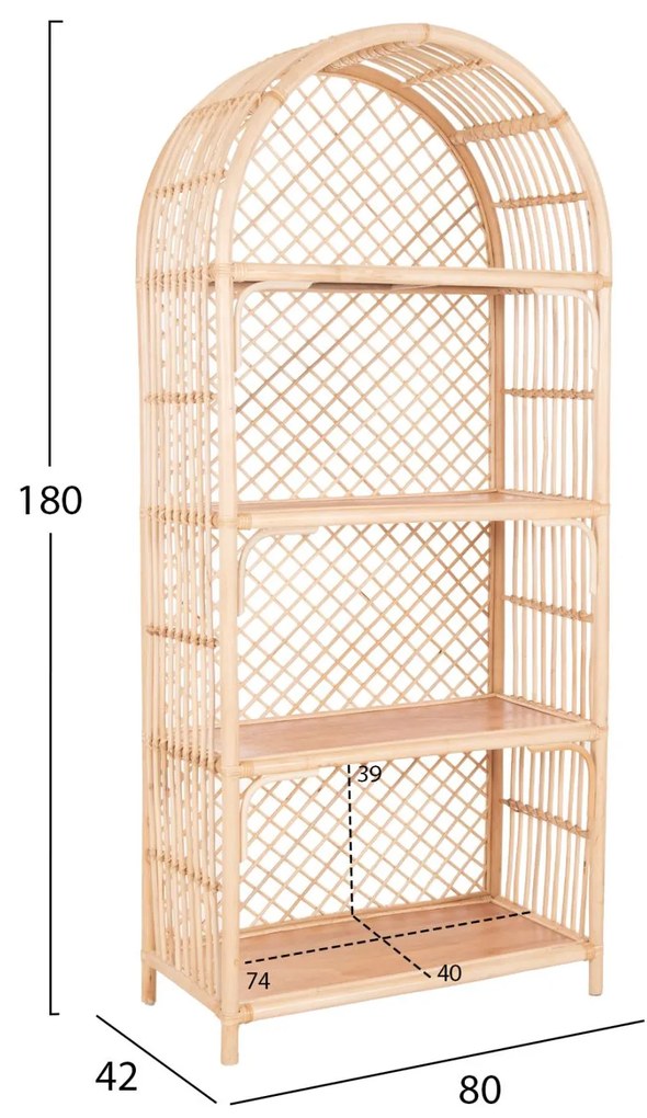 ΒΙΒΛΙΟΘΗΚΗ SIMOK  ΦΥΣΙΚΟ RATTAN ΣΕ ΦΥΣΙΚΟ ΧΡΩΜΑ 80x42x180Υεκ.