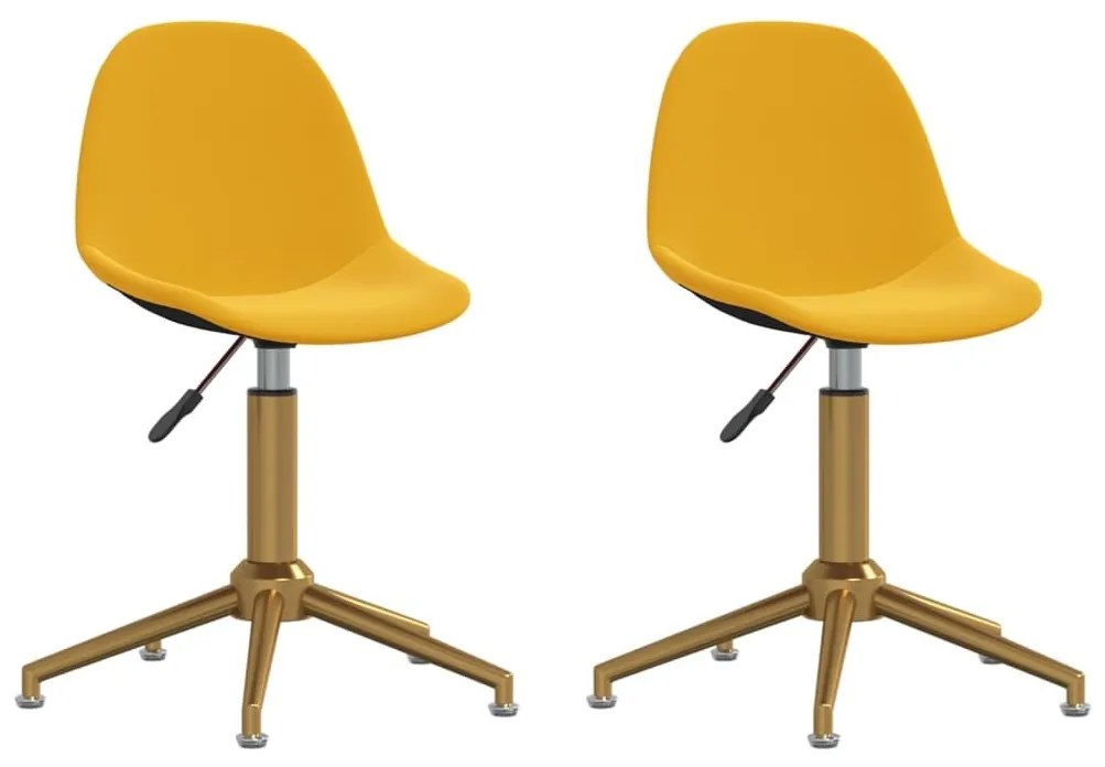 Καρέκλες Τραπεζαρίας Περιστρεφόμενες 2 τεμ Μουσταρδί Βελούδινες - Κίτρινο
