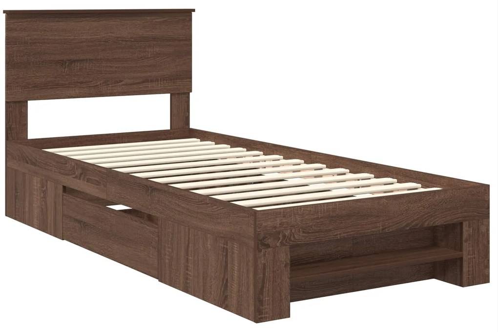 vidaXL Σκελετός Κρεβατιού Καφέ δρυς 100 x 200 μ Επεξεργασμένο ξύλο