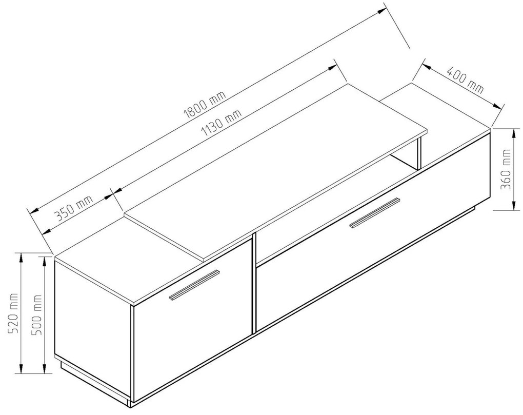 Ξύλινο Έπιπλο Τηλεόρασης AMPHION Λευκό - Μαύρο Μ180xΠ40xΥ52cm