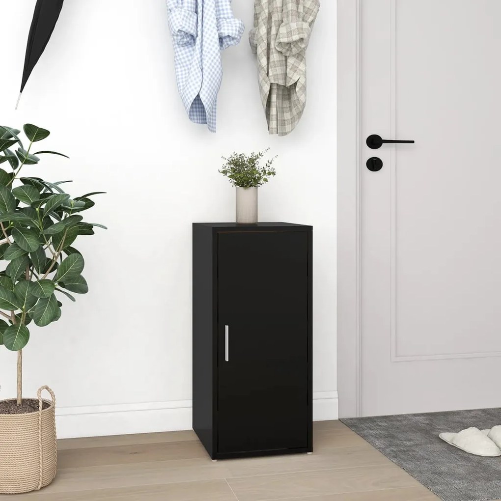 vidaXL Παπουτσοθήκη Μαύρη 32 x 35 x 70 εκ. από Επεξ. Ξύλο