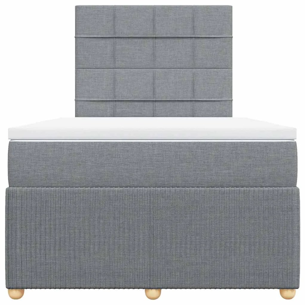vidaXL Κρεβάτι Boxspring με Στρώμα Ανοιχτό Γκρι 120x200 εκ. Υφασμάτινο