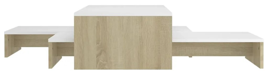 vidaXL Τραπεζάκι Σαλονιού Ζιγκόν Λευκό / Sonoma Δρυς 100x100x26,5 εκ.