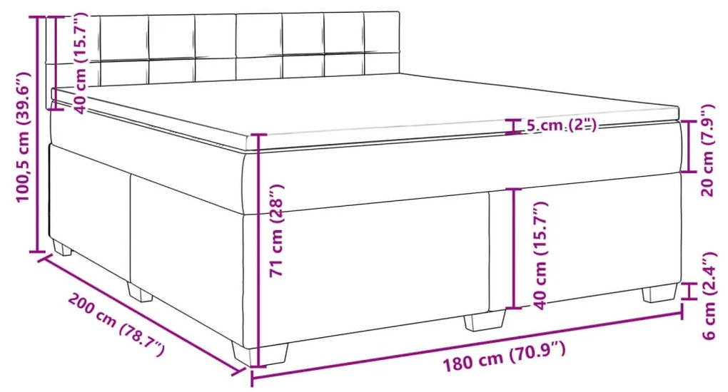 Κρεβάτι Boxspring με Στρώμα Μαύρο 180x200 εκ. Υφασμάτινο - Μαύρο