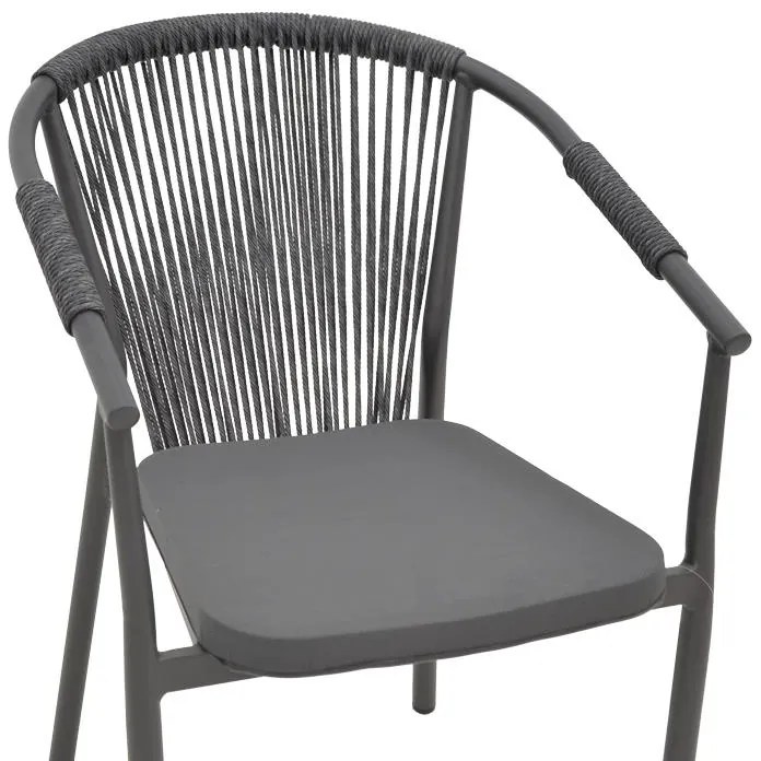 Καρέκλα - Πολυθρόνα αλουμινίου Convince στοιβαζόμενη ανθρακί σκελετός-textilene-rattan 56x63x82 εκ. 57x63x82 εκ.