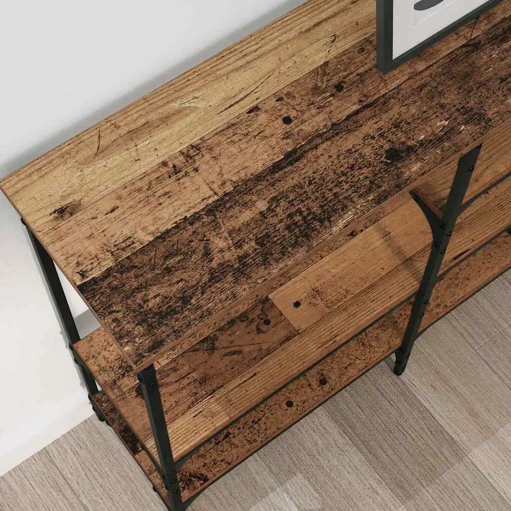 vidaXL Τραπέζι κονσόλας με ράφι Παλαιό ξύλο 160 x 29 x 80 εκ.
