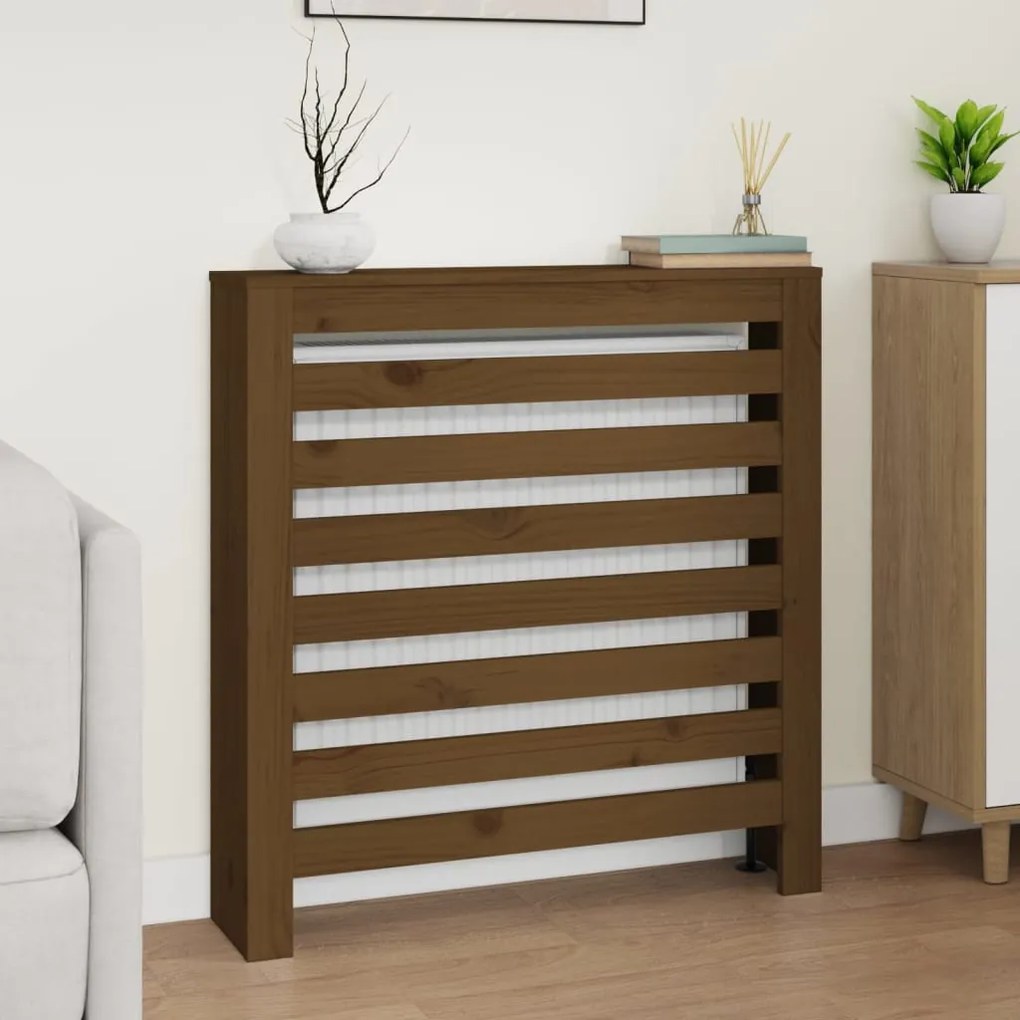 vidaXL Κάλυμμα Καλοριφέρ Καφέ μελί 79,5x19x84εκ. από Μασίφ Ξύλο Πεύκου