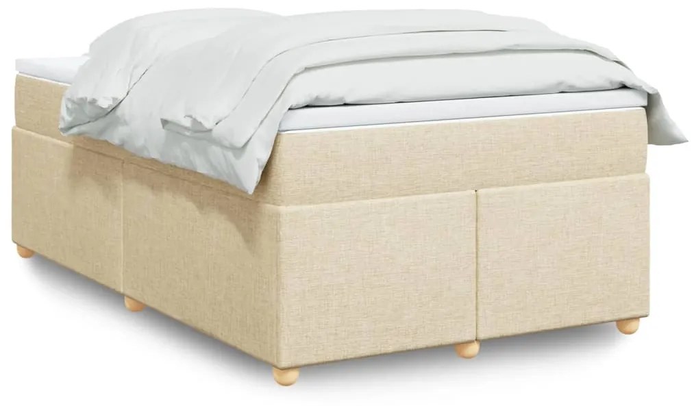 vidaXL Κρεβάτι Boxspring με Στρώμα Κρεμ 120x200 εκ. Υφασμάτινο