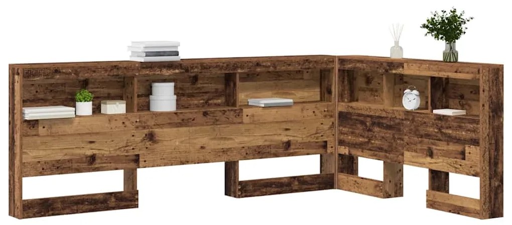 vidaXL Κεφαλάρι Αποθήκης με ράφι Παλαιό ξύλο 120 cm Επεξεργασμένο ξύλο