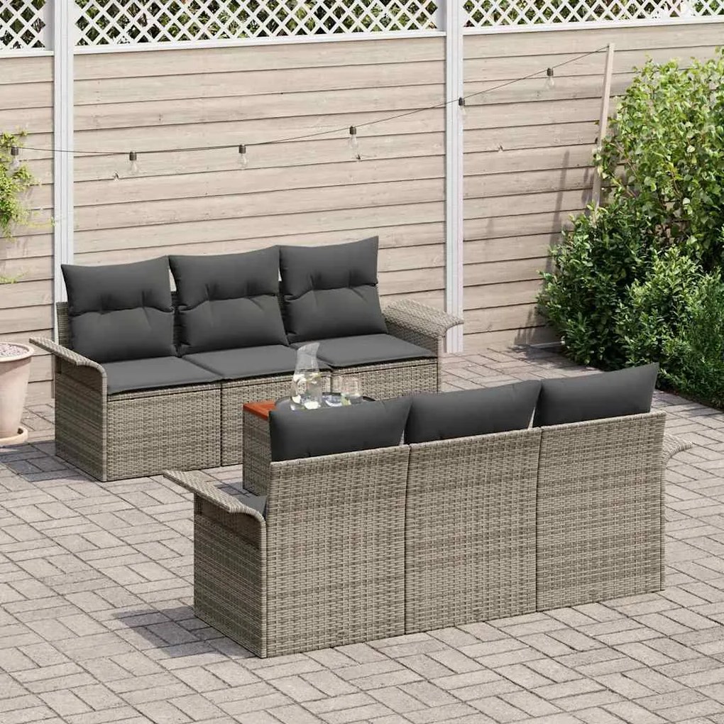 vidaXL Σετ Καναπέ Κήπου 7 pcs Γκρι Πολυ ράταν