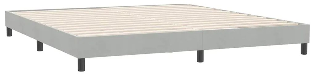 Κρεβάτι Boxspring με Στρώμα Ανοιχτό Γκρι 180x210 εκ. Βελούδινο - Γκρι