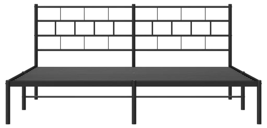 vidaXL Πλαίσιο Κρεβατιού με Κεφαλάρι Μαύρο 183 x 213 εκ. Μεταλλικό