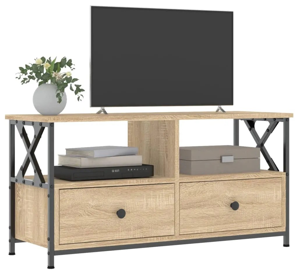 vidaXL Έπιπλο Τηλεόρασης Sonoma Δρυς 90x33x45 εκ. Επεξ. Ξύλο/Σίδερο