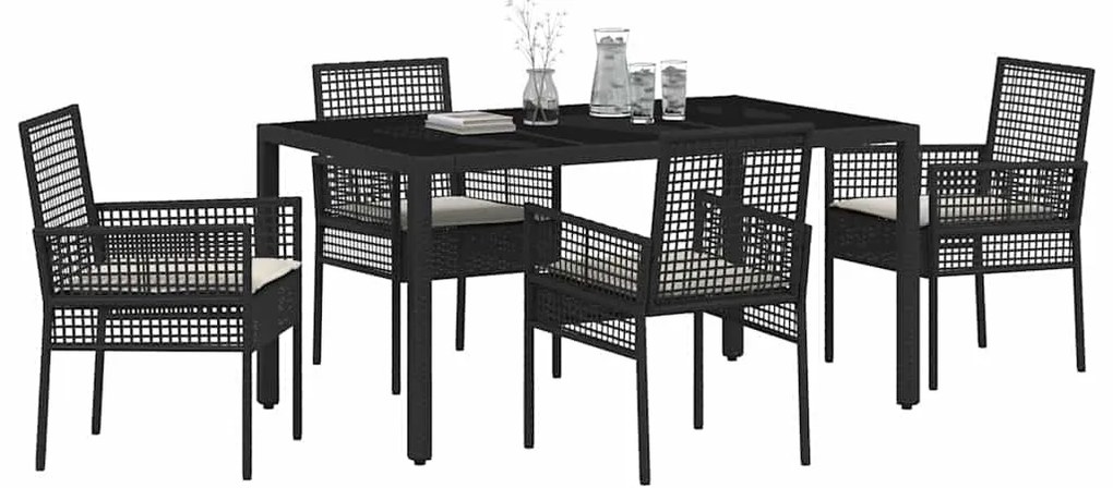 vidaXL Σέτ φαγητού για κήπο 5 pcs Μαύρο συνθετικό ρατάν