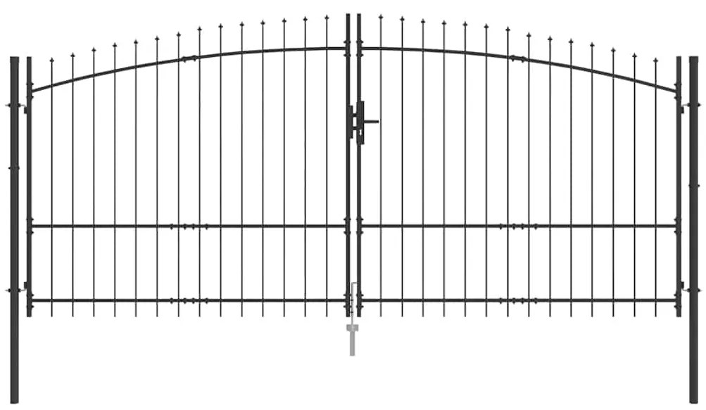 vidaXL Πόρτα Κήπου με Δίδυμες Γκρι Λαβές 175x400 εκ Ατσάλι