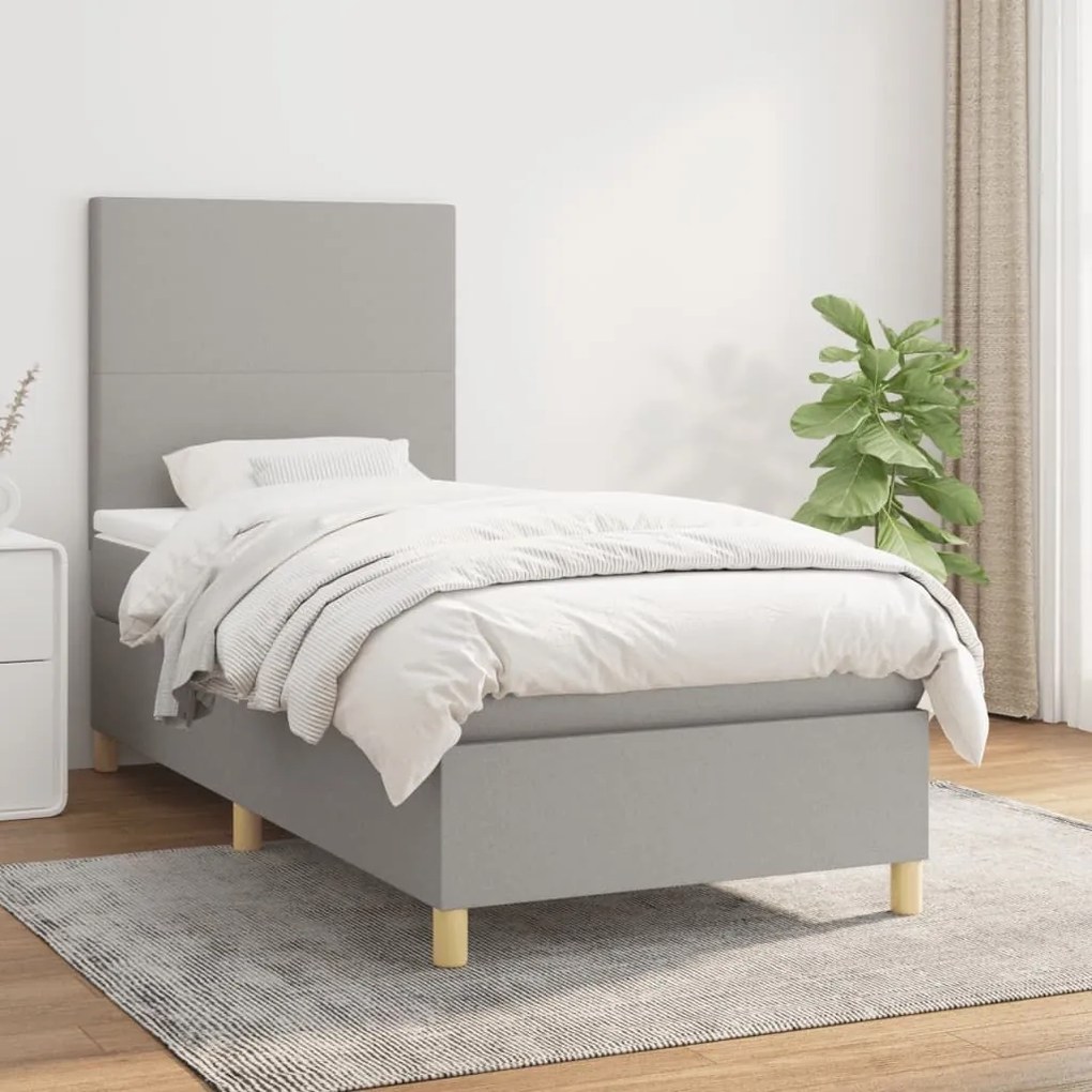 ΚΡΕΒΑΤΙ BOXSPRING ΜΕ ΣΤΡΩΜΑ ΑΝΟΙΧΤΟ ΓΚΡΙ 80X200 ΕΚ. ΥΦΑΣΜΑΤΙΝΟ 3142129