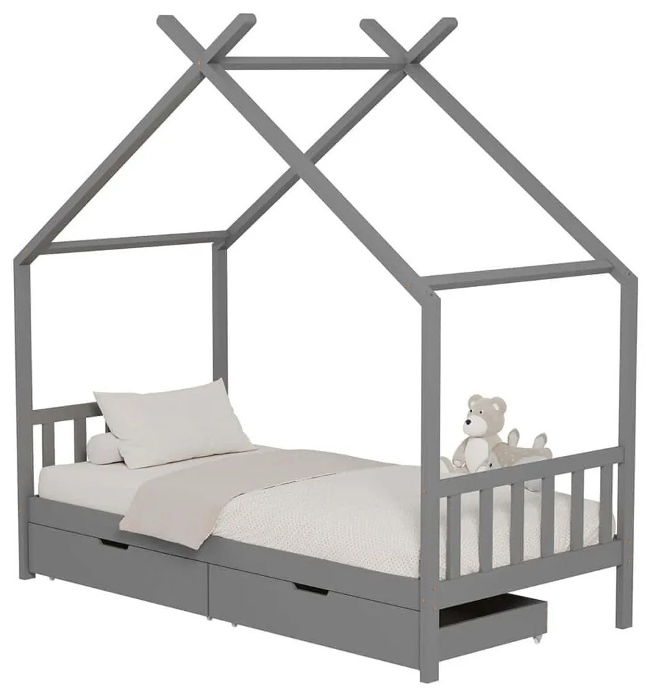 Κρεβάτι Παιδικό Klarice (Για Στρώμα 90x190cm) HM680.05 196x97x193cm Grey Single