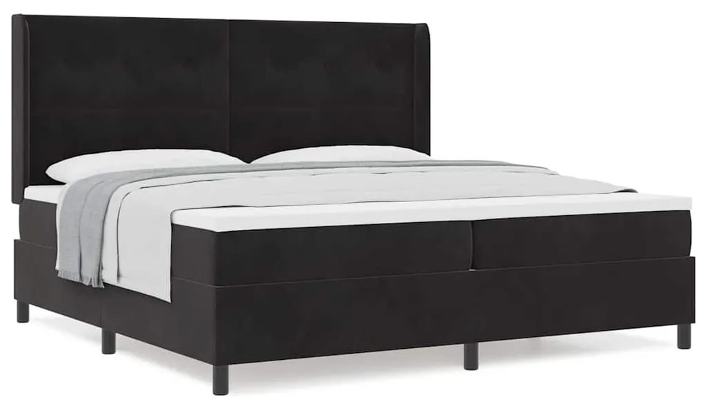 vidaXL Κρεβάτι με ελατήρια με κεφαλάρι Μαύρο 200 x 200 cm Βελούδο