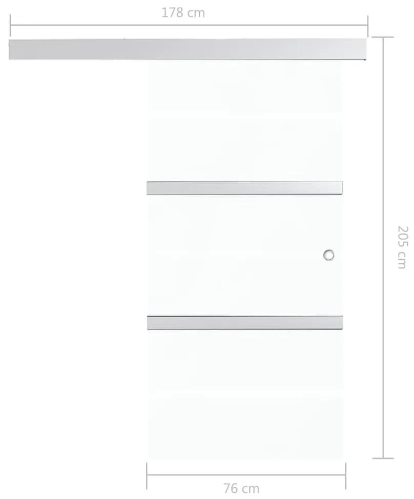 Συρόμενη Πόρτα Ασημί 76 x 205 εκ. από Γυαλί ESG / Αλουμίνιο - Ασήμι