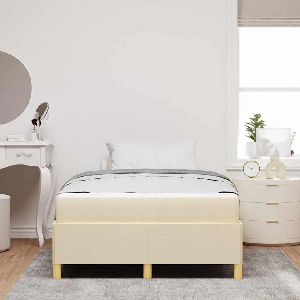 vidaXL Κρεβάτι με ελατήρια Λευκό και Κρέμα 120 x 190 cm Πολυεστέρας