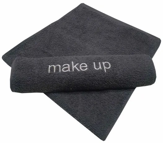 Πετσέτα Βαμβακερή Με Κέντημα Make Up 30x50εκ. Γκρι Plain Line