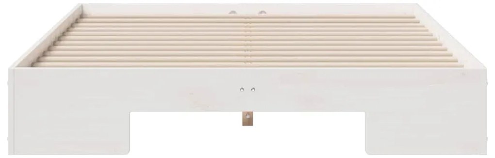 vidaXL Κρεβάτι δαπέδου Λευκό 120 x 200 cm Μασίφ ξύλο πεύκου
