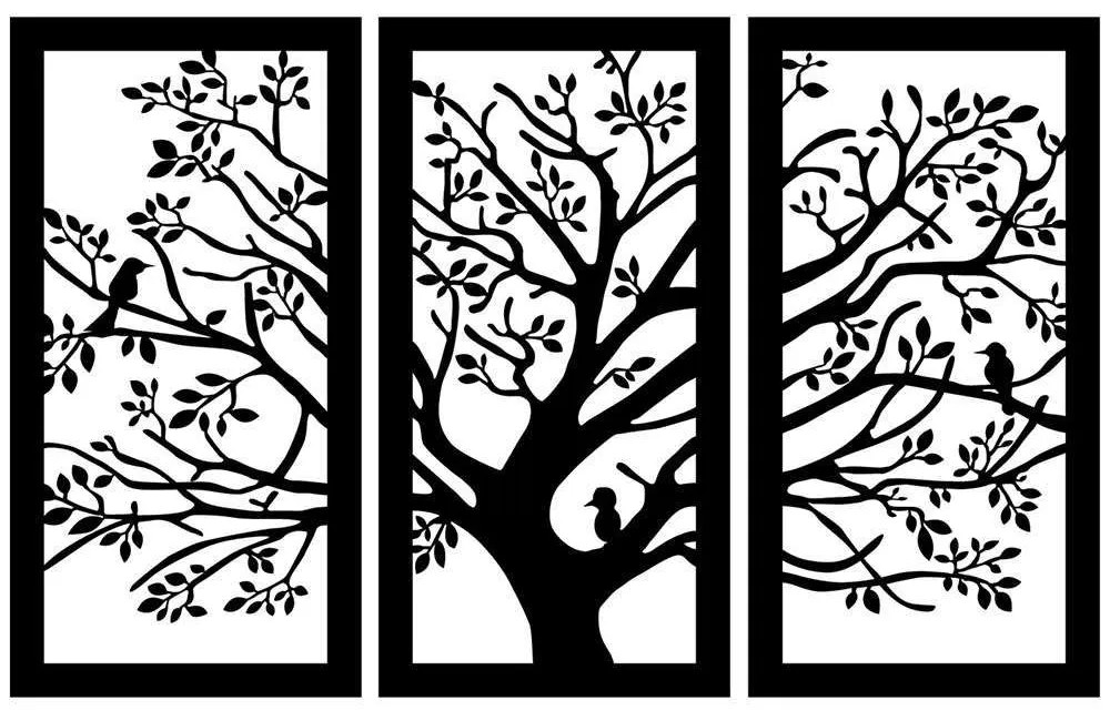 Διακοσμητικό Τοίχου Arbol (Σετ 3Τμχ) 279ENZ1222 33x65cm Black Wallity Metal